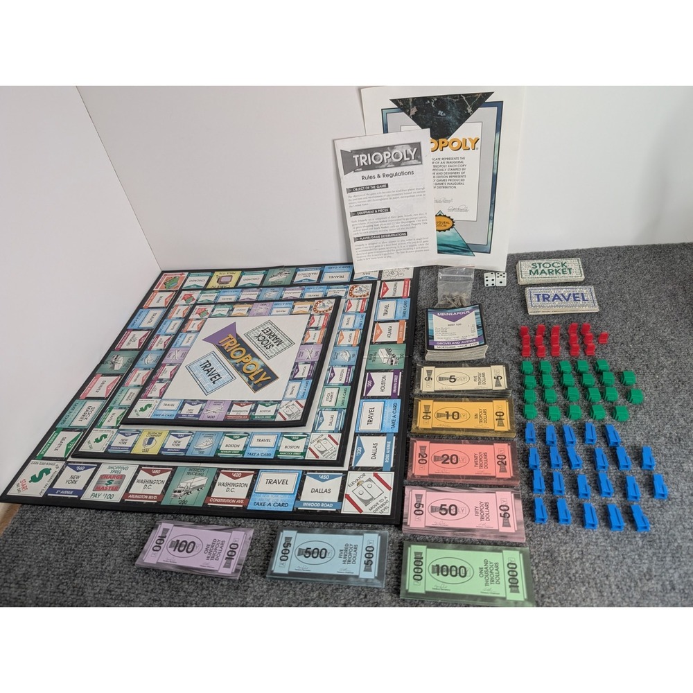Triopoly Inaugural Edition Board Game (1997, Reveal) Complete 3 Level Monopoly